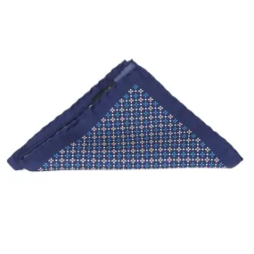 Navy Blue Print Pocket Square (Clover)