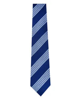 Navy Silk Tie with Herringbone Blue Stripe