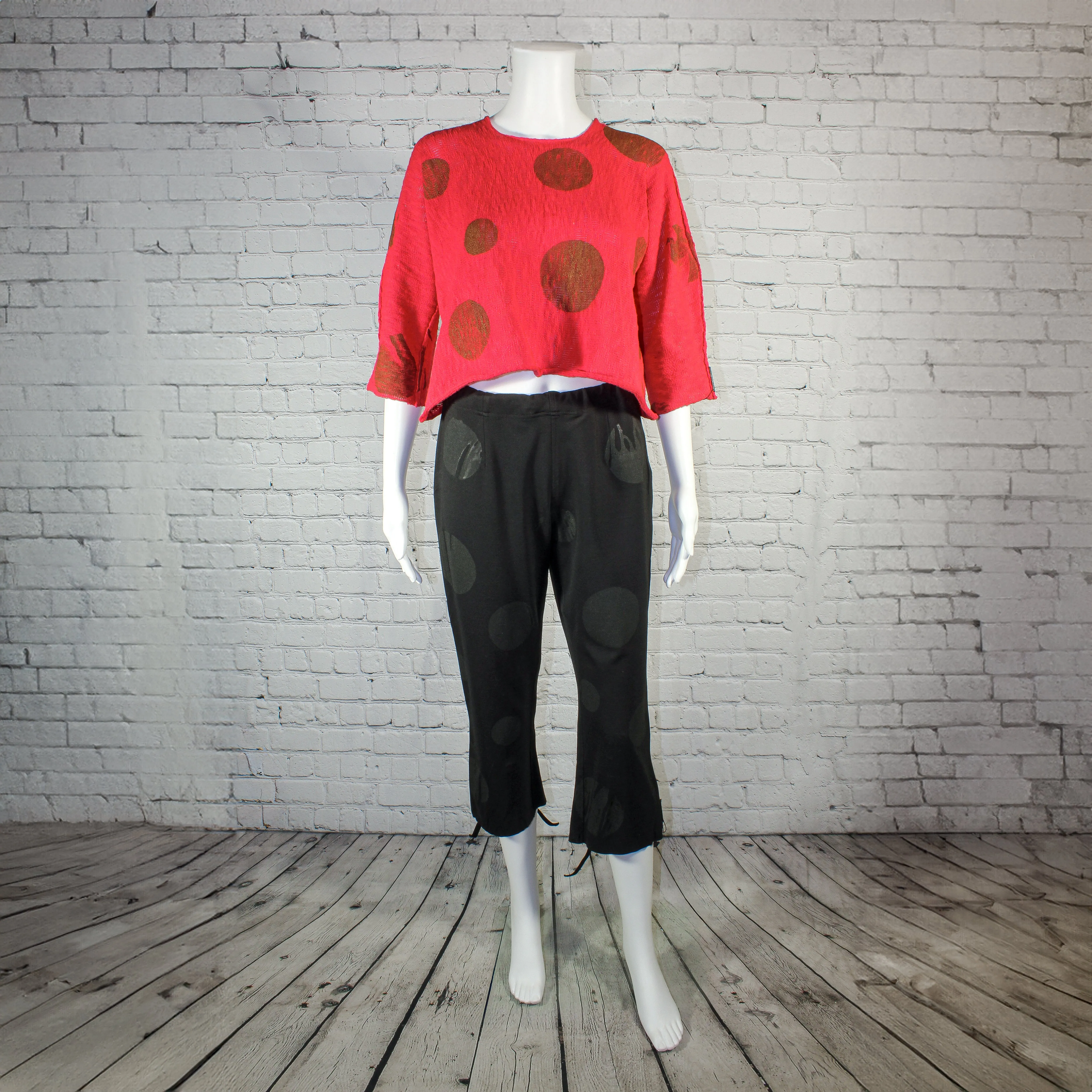 NEW! Louie Pullover Top in Red and Brown Dot by Paper Temples