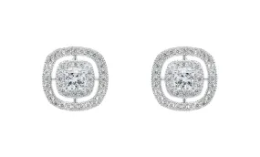 Noelle 18k White Gold Plated Halo Crystal Stud Earrings