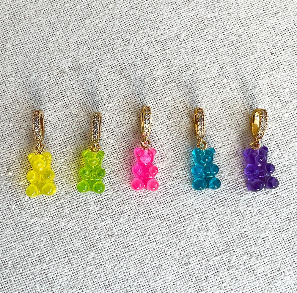 Nostalgia Bear Translucent Pendant, Pave Gold Connector