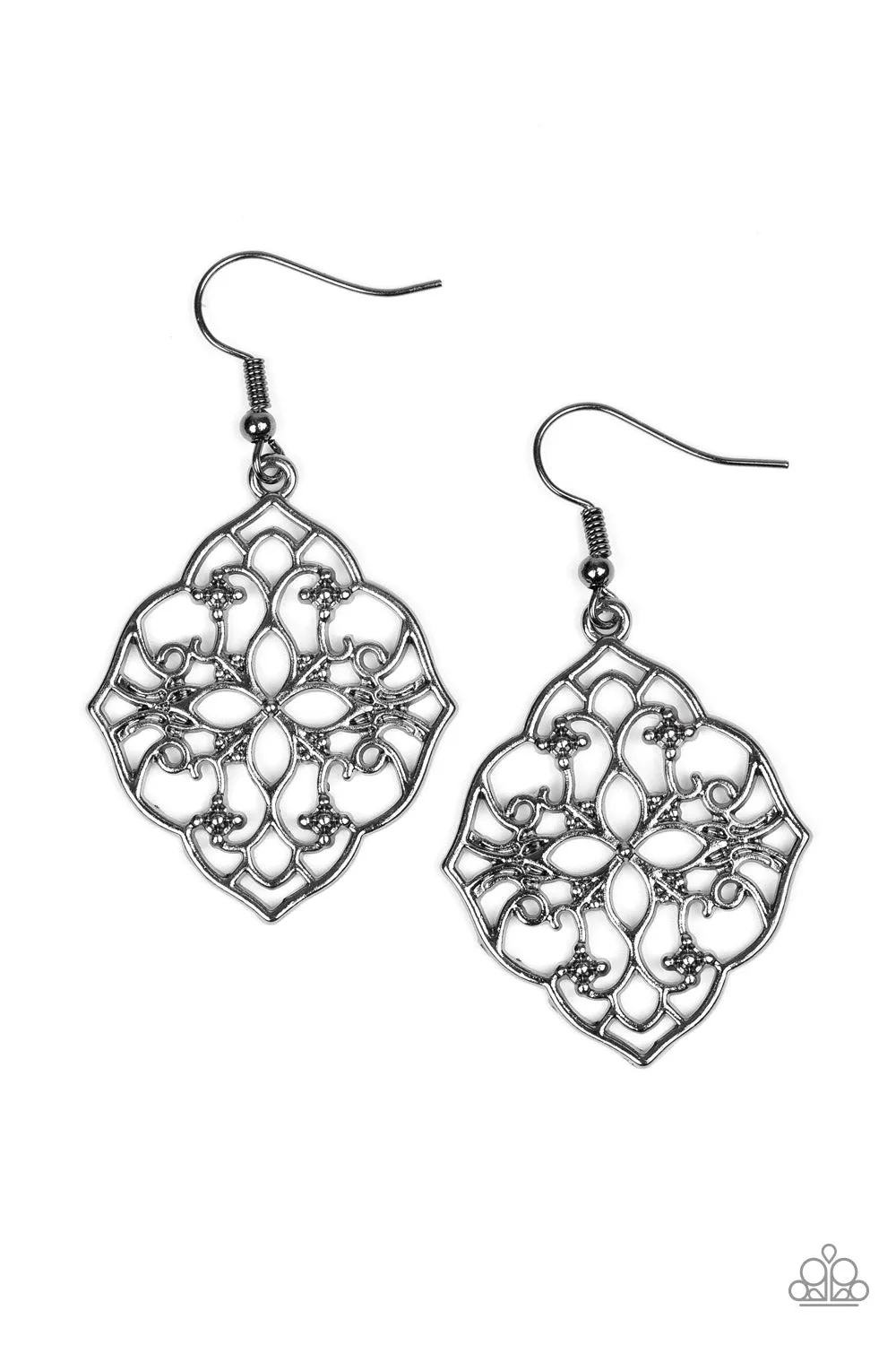 Paparazzi Garden Mandala Black Earrings