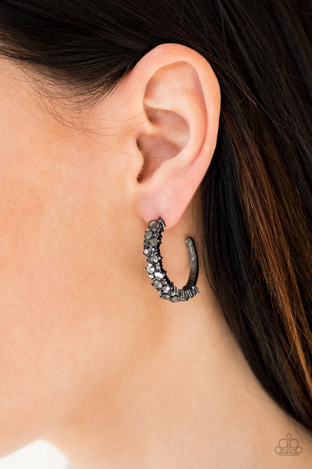 Paparazzi Glitter Galaxy Black Hoop Earrings