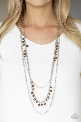 Paparazzi Pearl Pageant Brown Necklace Set