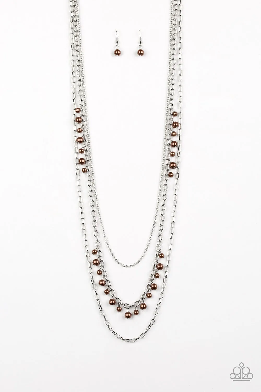 Paparazzi Pearl Pageant Brown Necklace Set