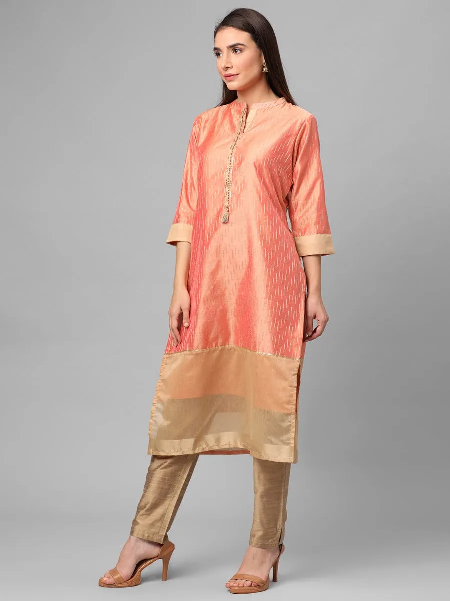 Peach Ornamental Print Kurta