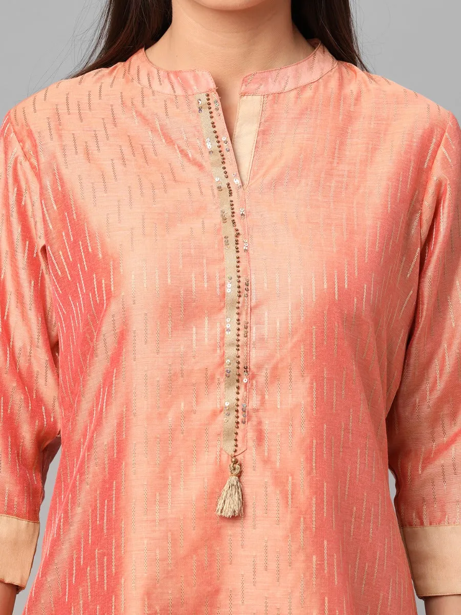 Peach Ornamental Print Kurta