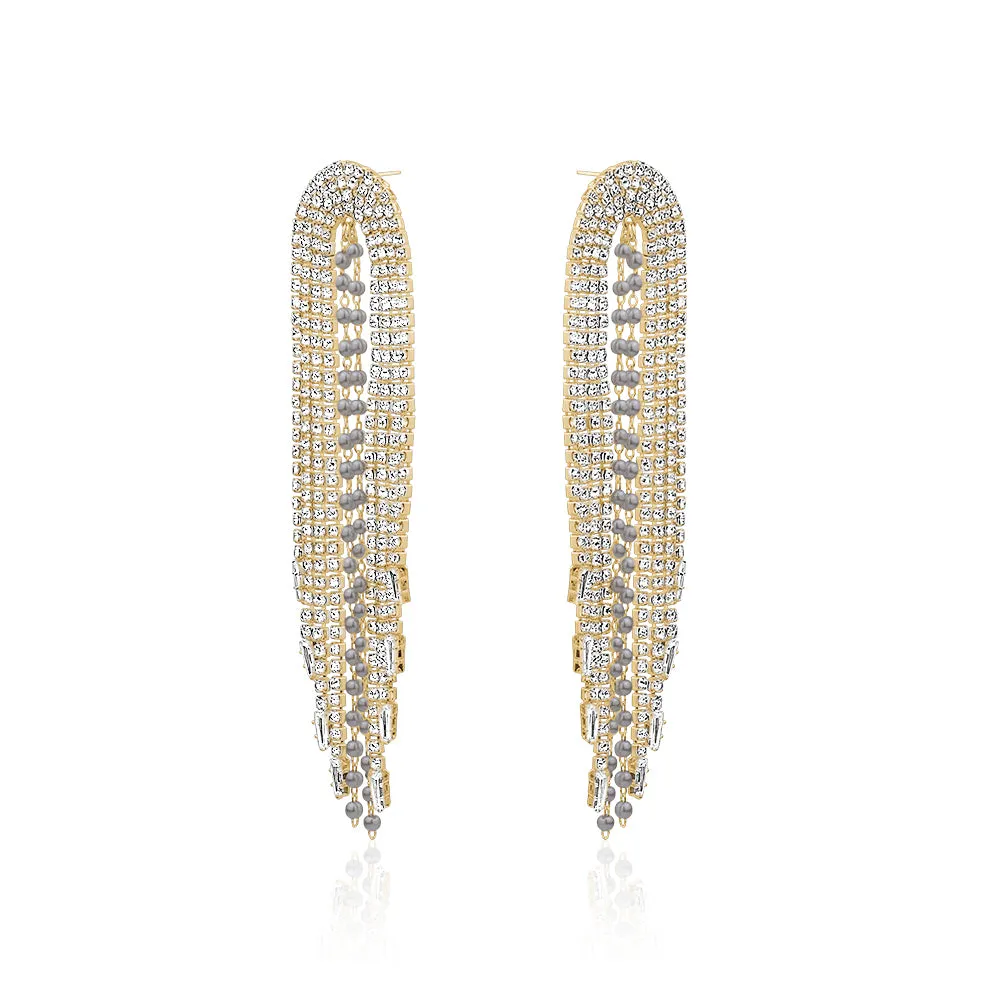 PEARL CRYSTALS STATEMENT EARRINGS