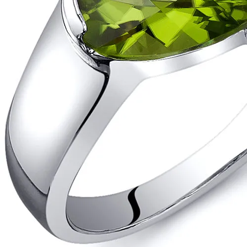 Peridot Sterling Silver Ring Pear Shape 1.25 Carats Size 5