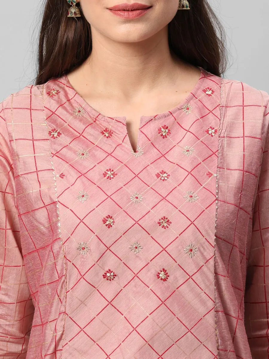 Pink Geometrical Printed Kurta