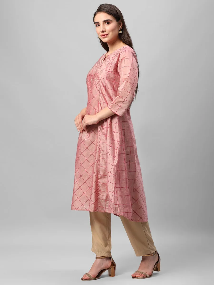 Pink Geometrical Printed Kurta