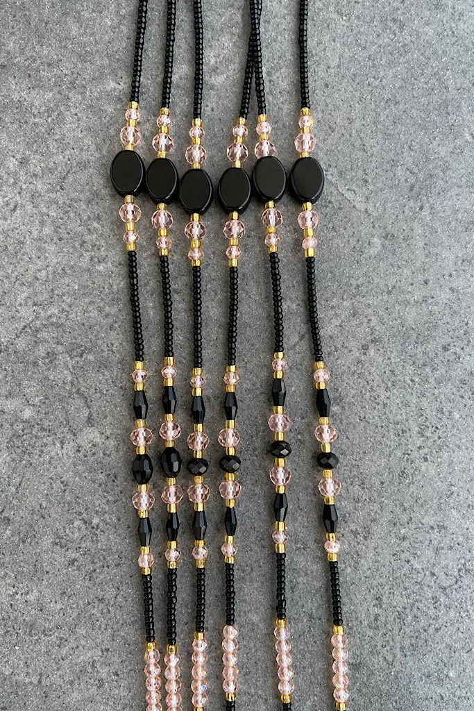 Pink Onyx Lux Tie On  Waist Beads