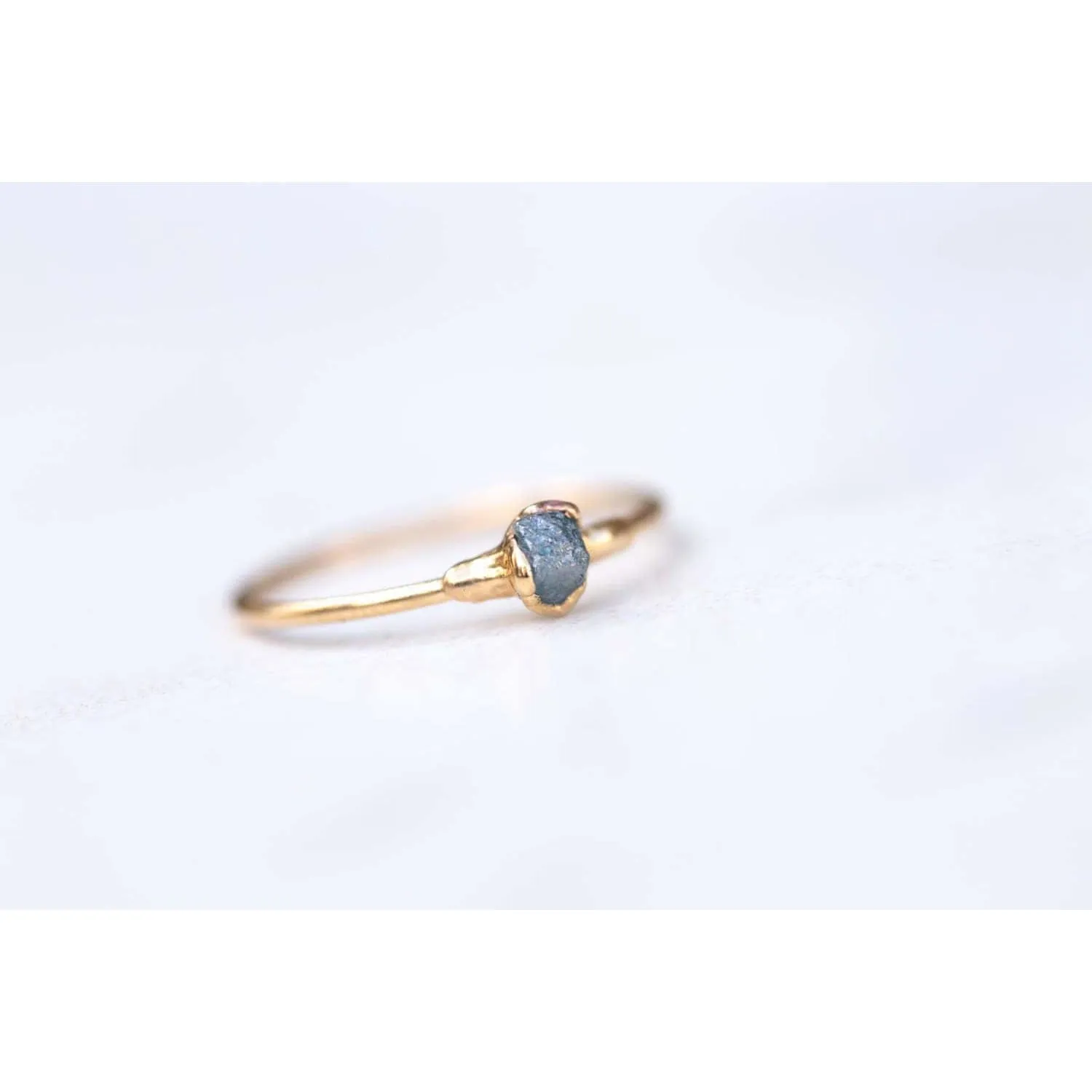 Raw Blue Diamond Ring