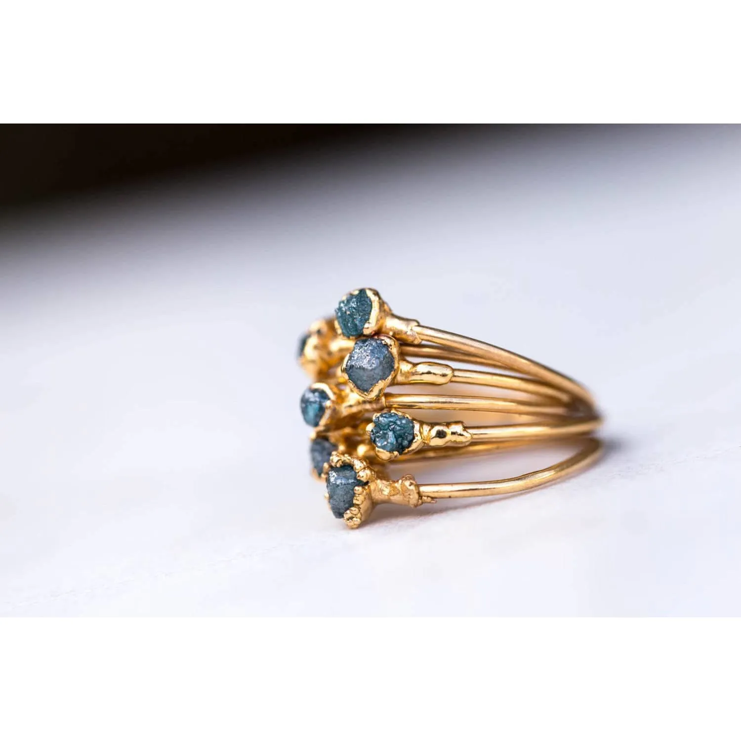 Raw Blue Diamond Ring