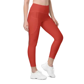 Red Recycled Leggings with pockets