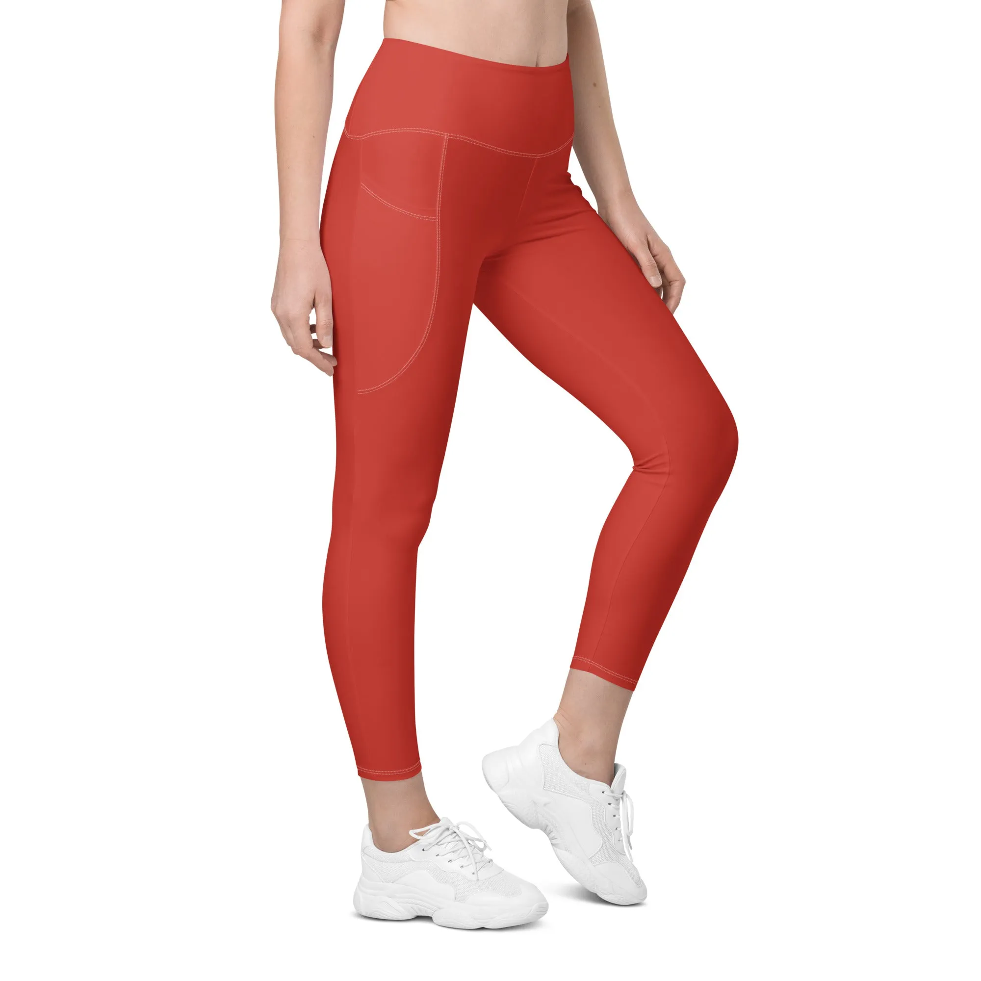 Red Recycled Leggings with pockets