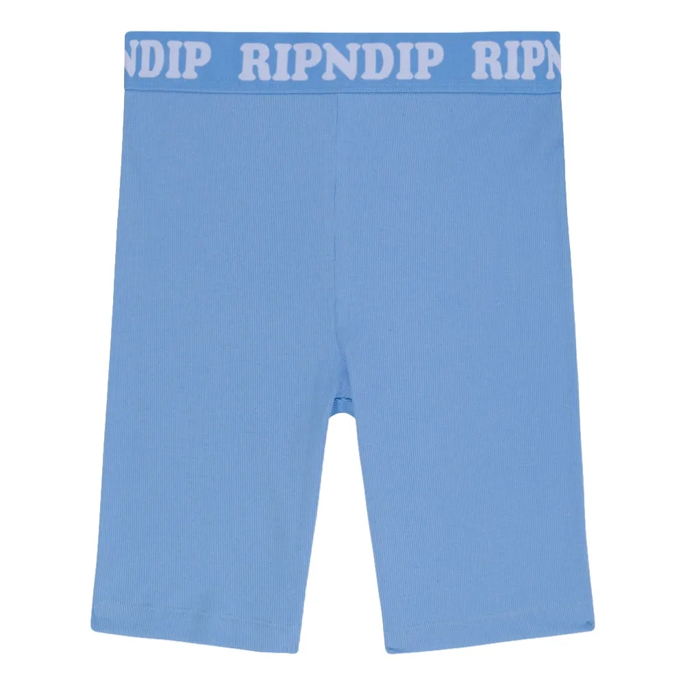 RIPNDIP WOMEN'S  PEEKING NERMAL BIKER SHORTS-BLUE