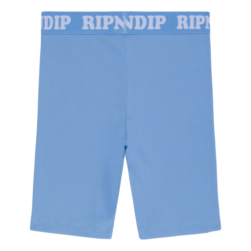 RIPNDIP WOMEN'S  PEEKING NERMAL BIKER SHORTS-BLUE