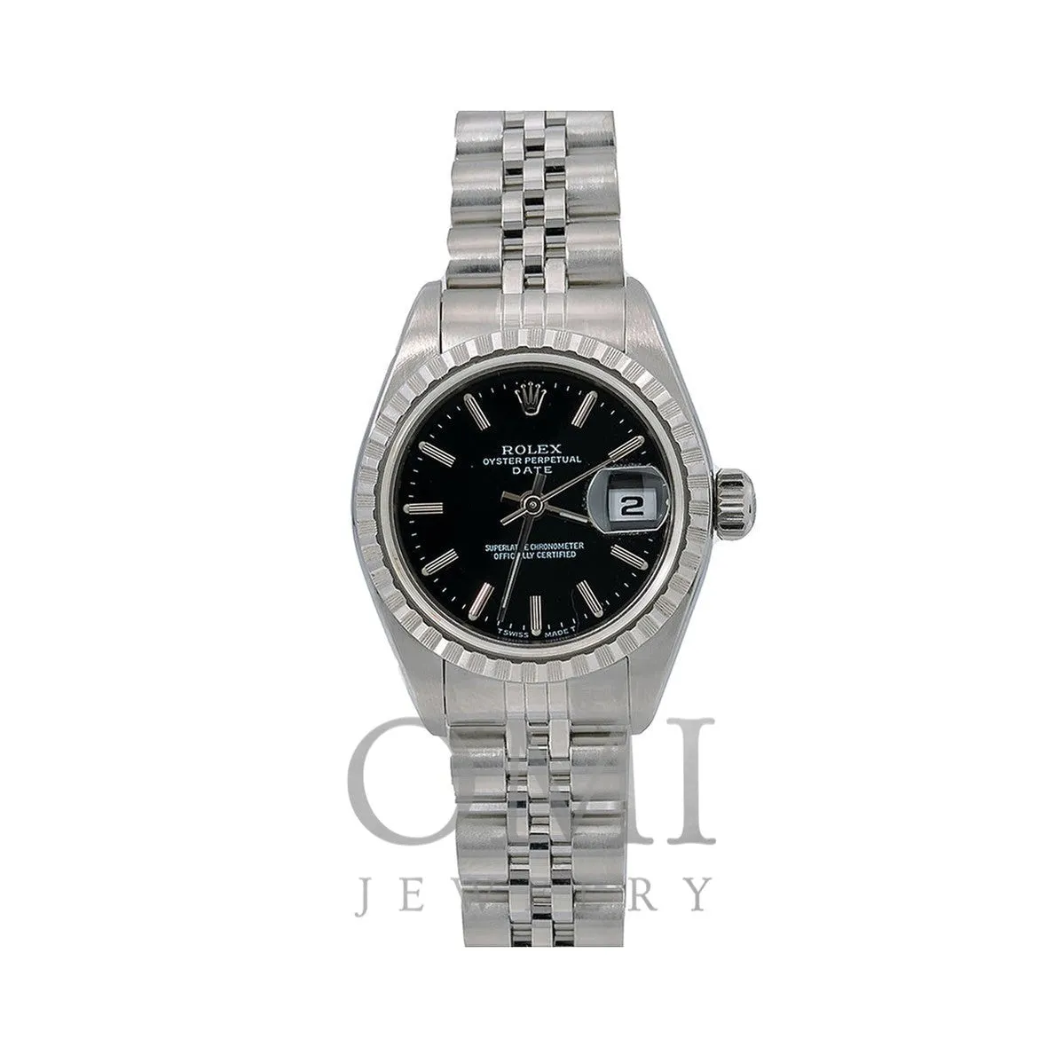 Rolex Oyster Perpetual Date 69240 26MM Black Dial With Stainless Steel Jubilee Bracelet