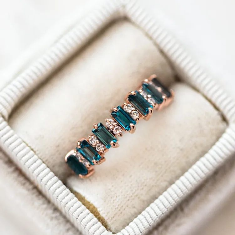 Rose Gold London Blue Topaz Canary Ring