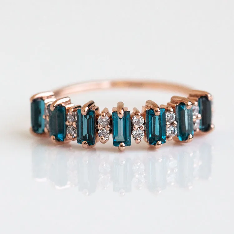 Rose Gold London Blue Topaz Canary Ring