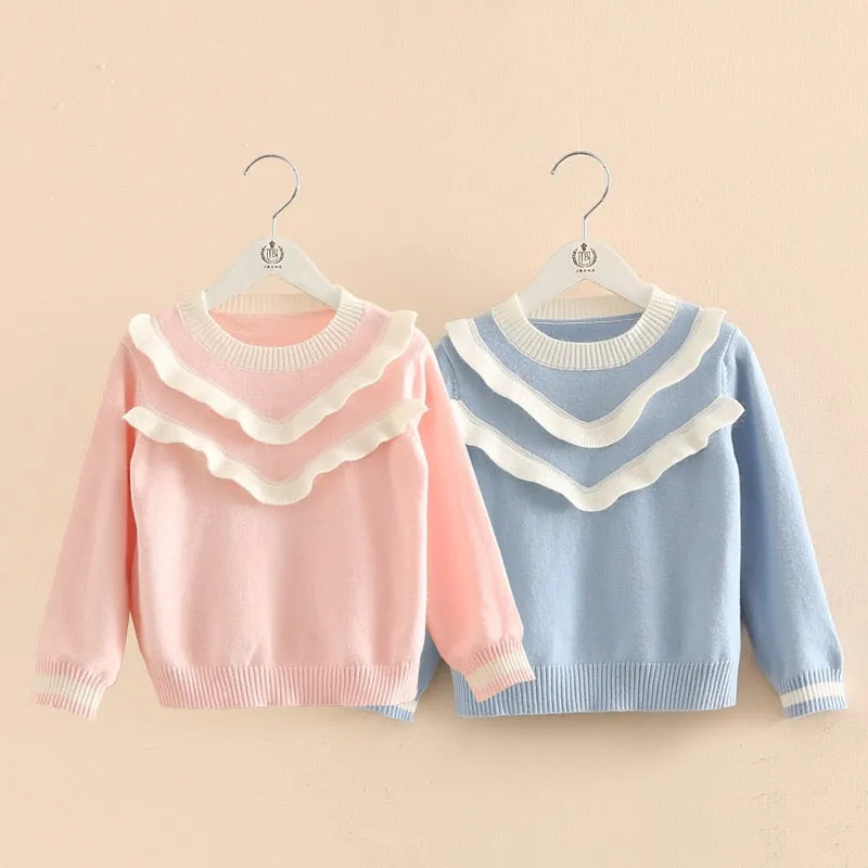 Ruffled Cotton Sweater for Baby Girls