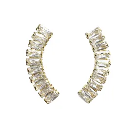 Sheila Fajl Bettina Ear Climber Stud Earrings in Cubic Zirconia Crystal and Gold