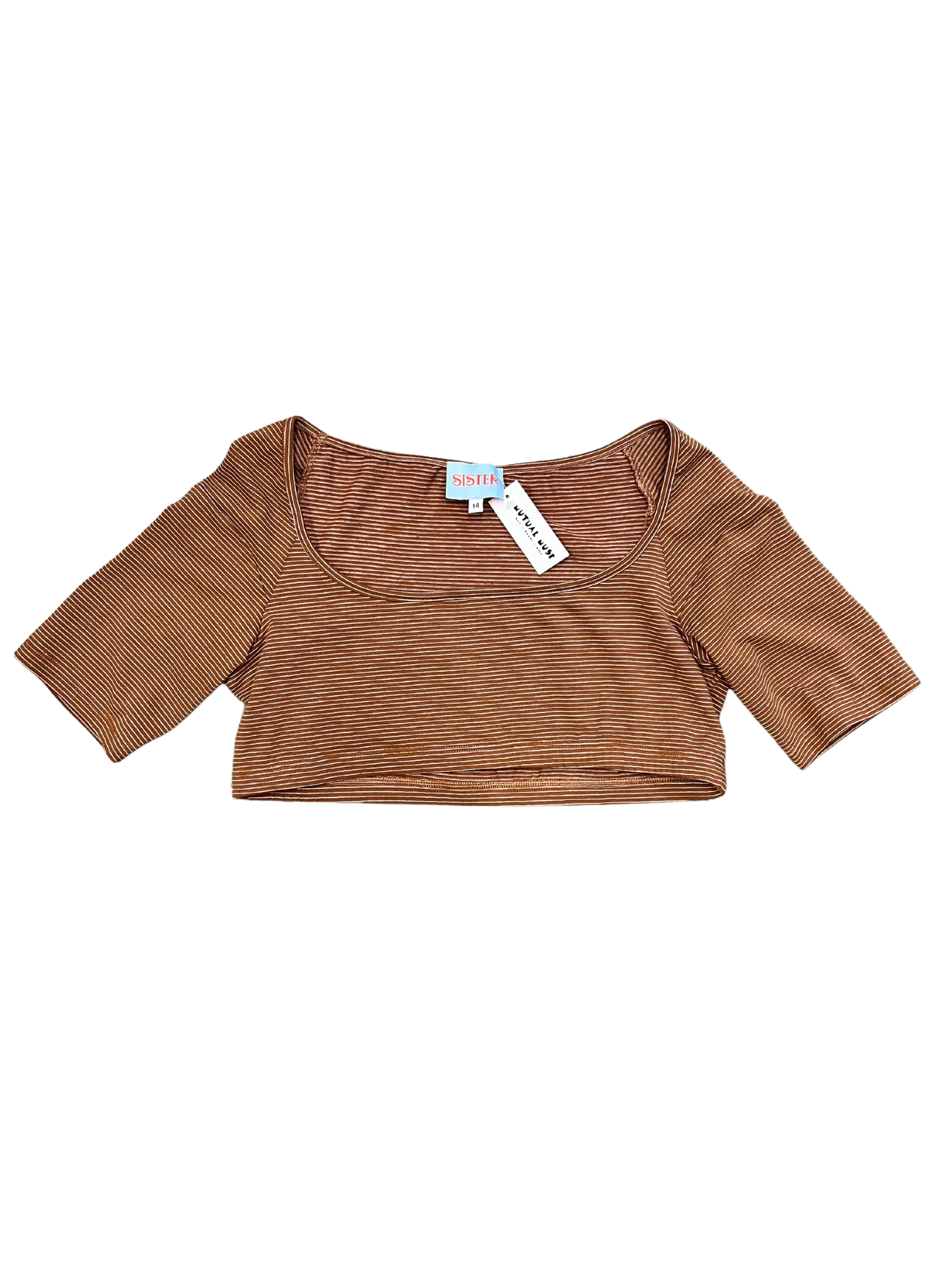 Size 14 - Sister Studios Brown Striped Crop Top