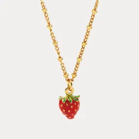 Strawberry Enamel Necklace