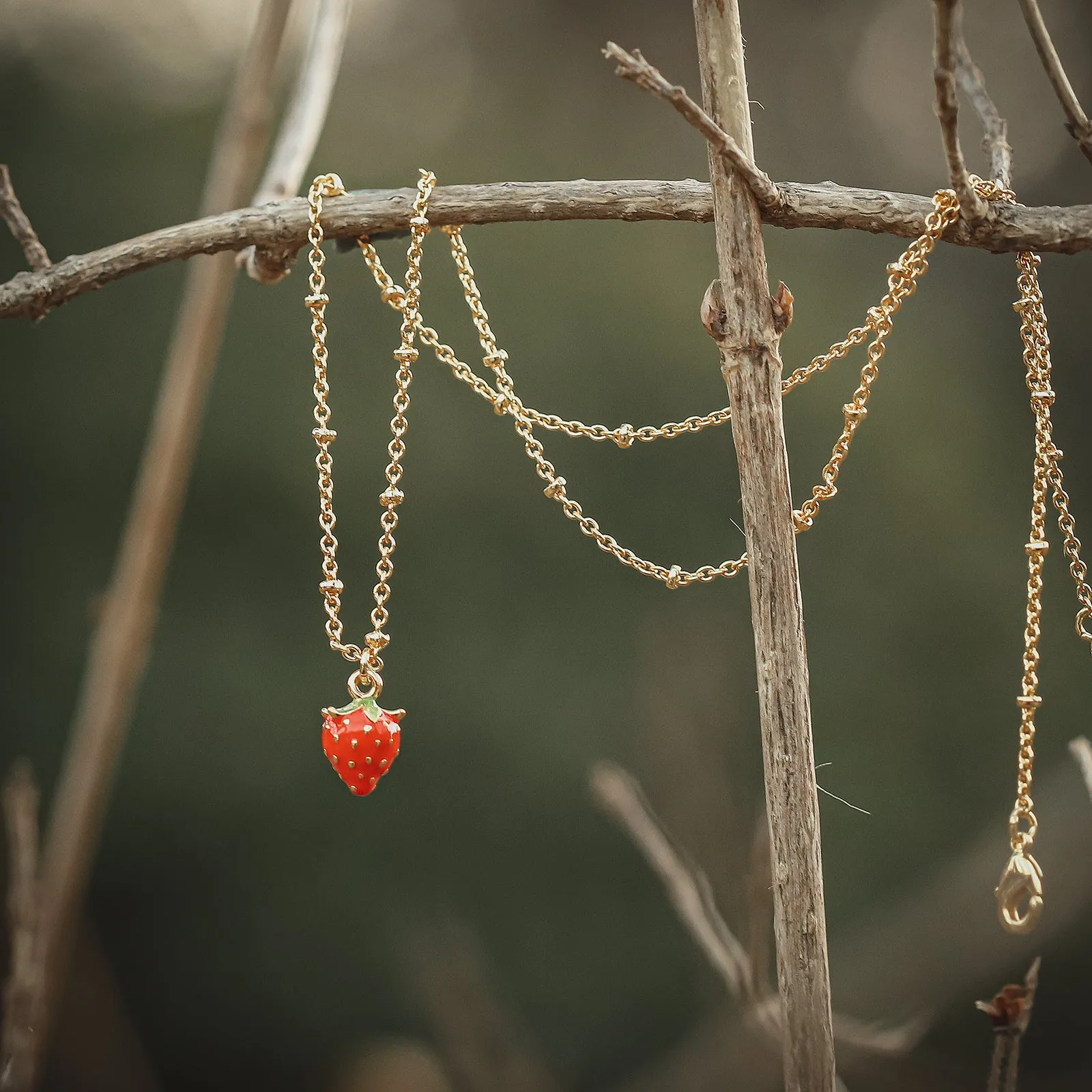 Strawberry Enamel Necklace