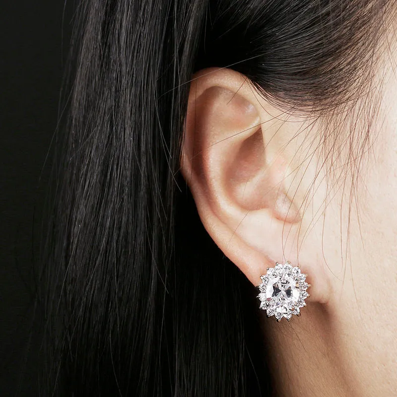 Stylish CZ Crystal Flower Style Stud - 4 colors