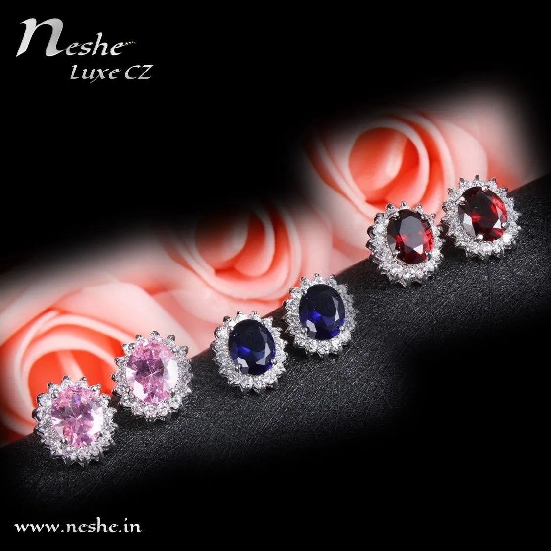 Stylish CZ Crystal Flower Style Stud - 4 colors