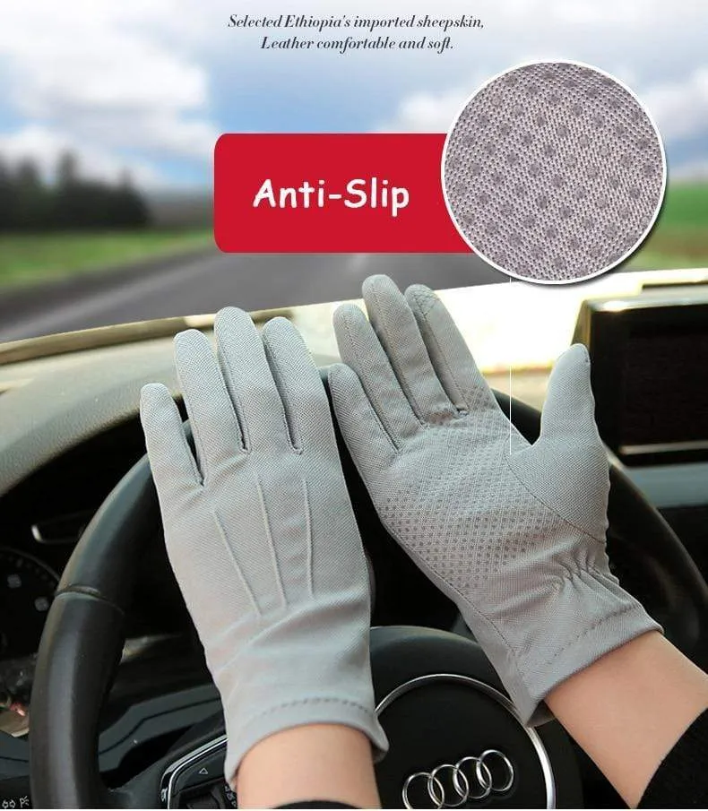 Summer Sun Protection Gloves Male Thin Breathable Anti-Slip Driving Gloves Anti-UV Full Fingers Man Mittens SZ105W1