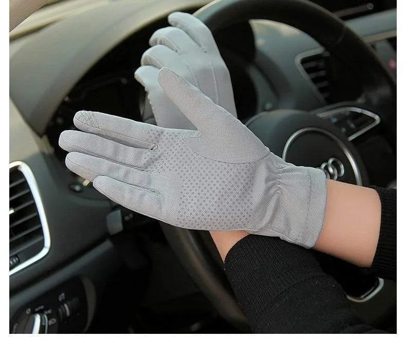 Summer Sun Protection Gloves Male Thin Breathable Anti-Slip Driving Gloves Anti-UV Full Fingers Man Mittens SZ105W1