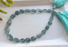 Teal Blue Fluorite Smooth Tumble Beads, Natural Fluorite Gemstone Beads, Fluorite Beads, 9 inch, 21 Pieces, Beadsforyourjewellery BFYJ74-3