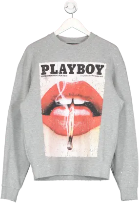 The Kooples Grey X Playboy Printed Oversized Sweatshirt UK S