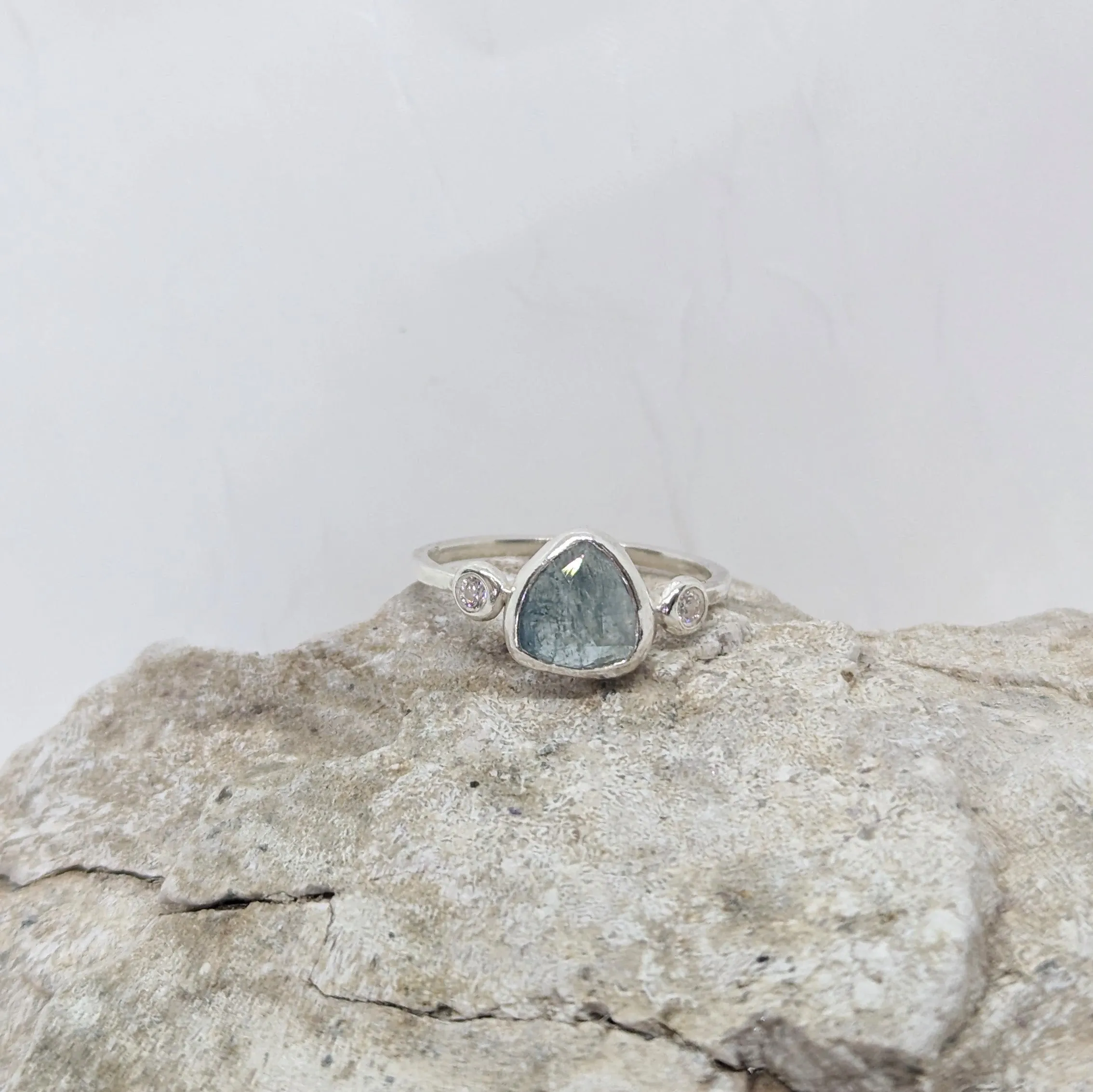 Triangular Light Blue Kyanite Candy Ring