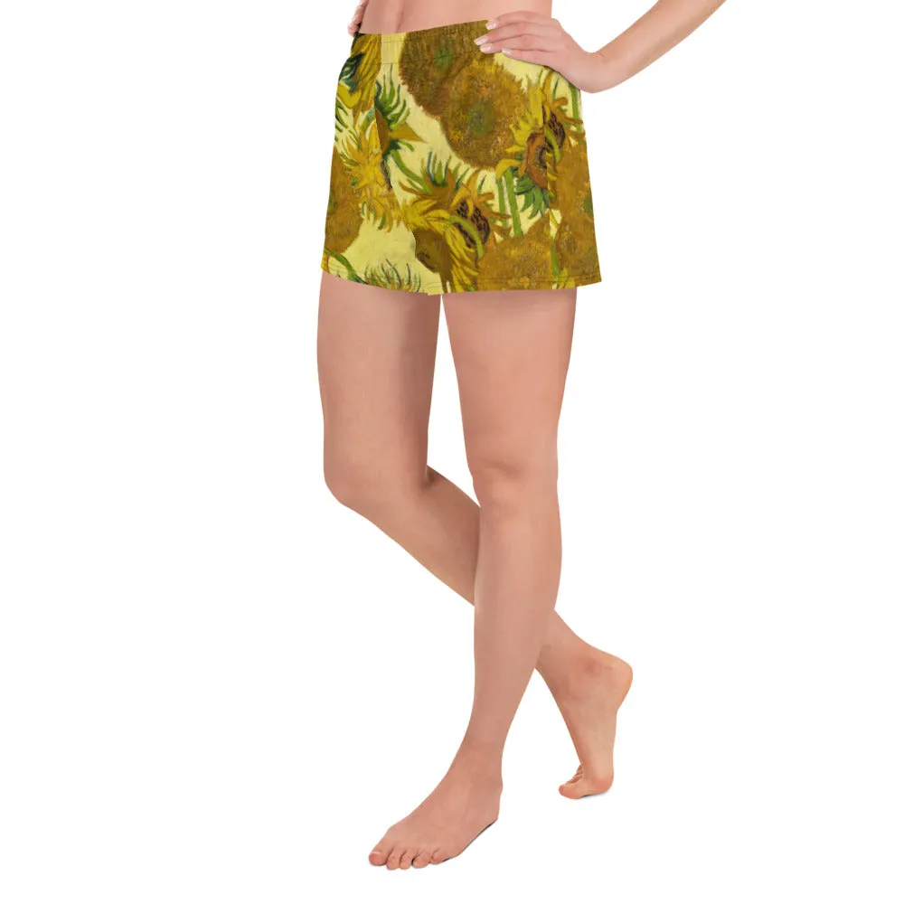 Van Gogh Sunflower Women's Athletic Short Shorts