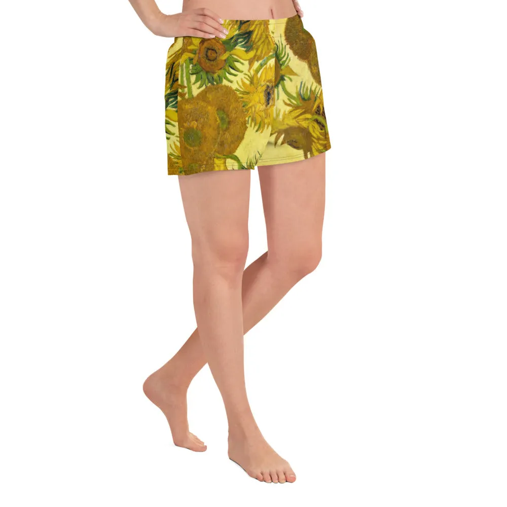 Van Gogh Sunflower Women's Athletic Short Shorts