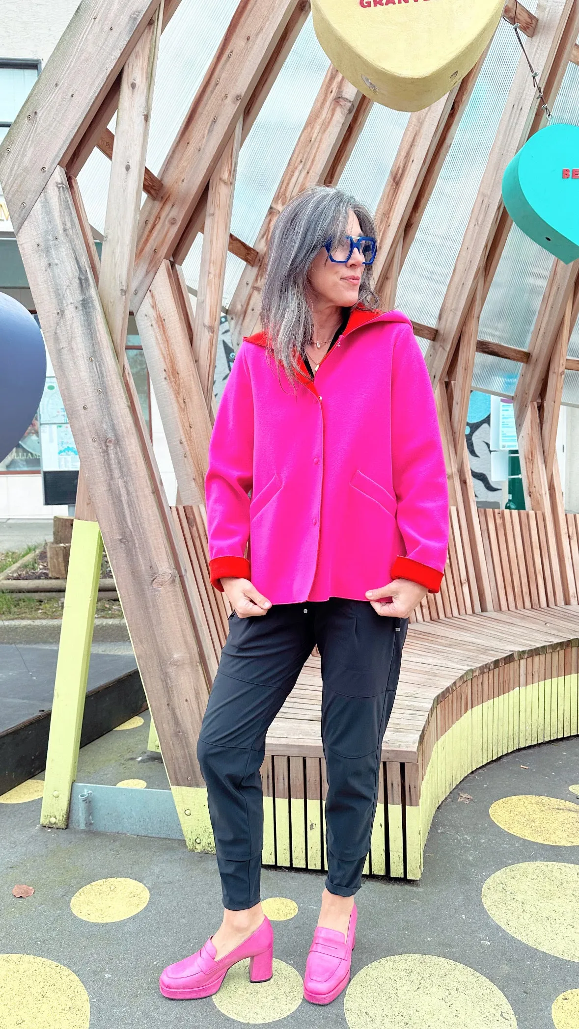 W23125 Fuchsia/Orange Hooded Jacket