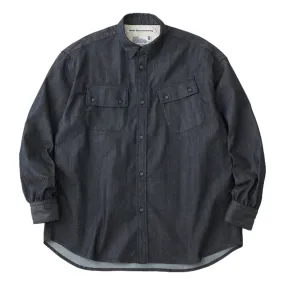 WHITE MOUNTAINEERING STRETCH DENIM SHIRT-DARK BLUE