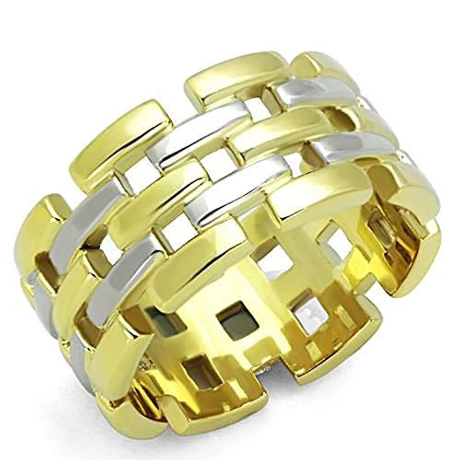 WildKlass Stainless Steel Stunning Ring Two-Tone IP Gold Women