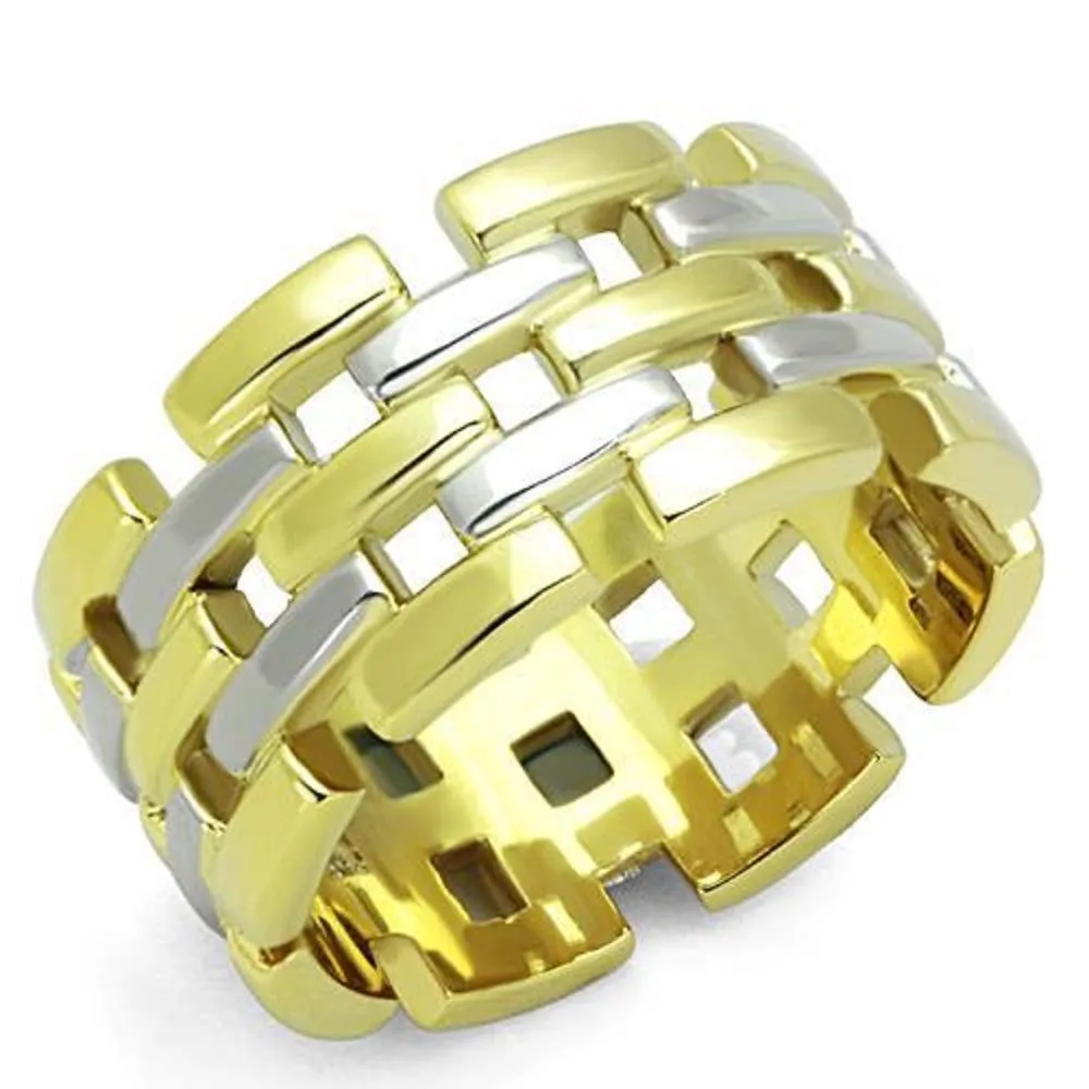 WildKlass Stainless Steel Stunning Ring Two-Tone IP Gold Women