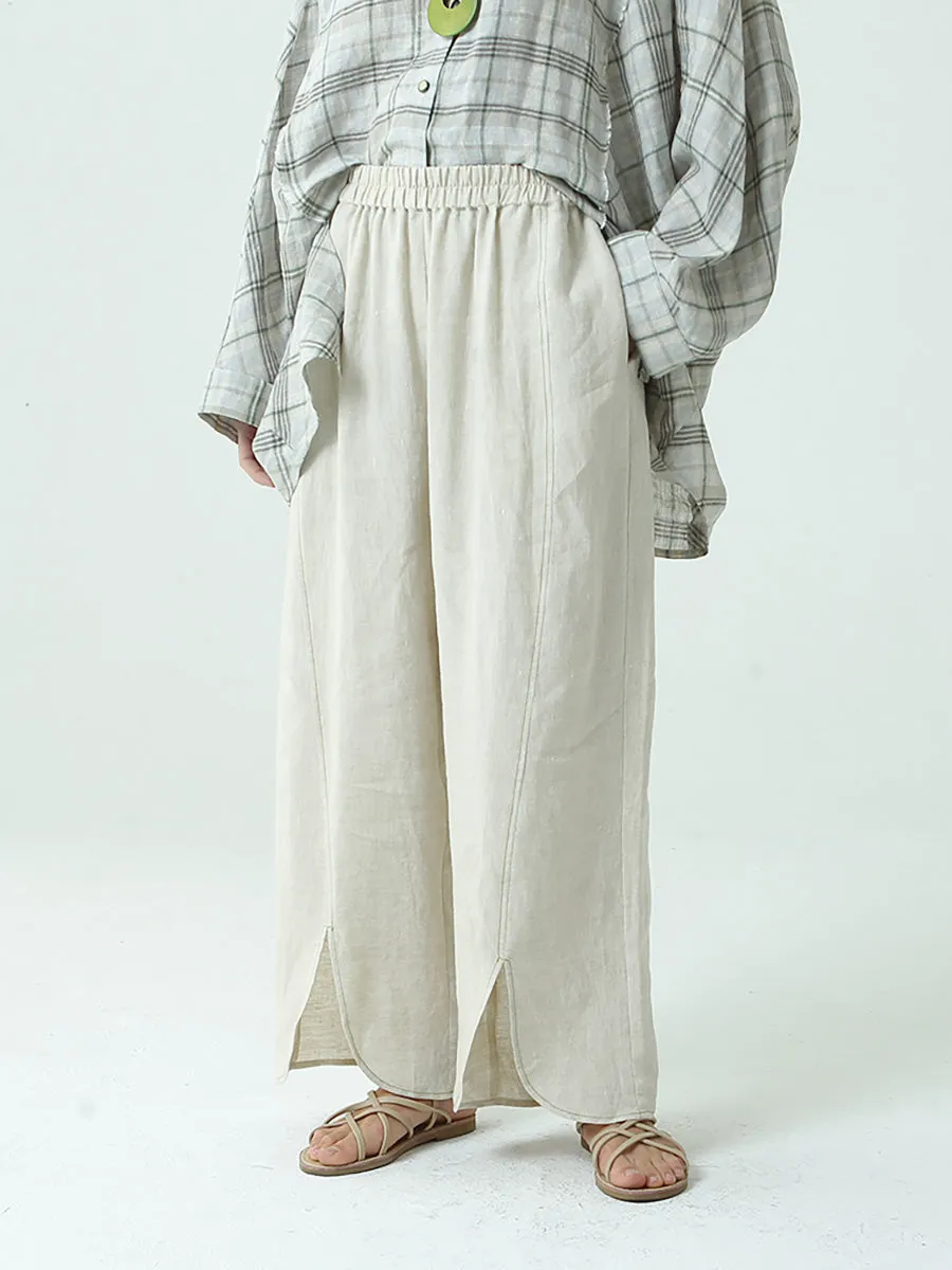 Women Linen Loose Wide Leg Pants M-2XL