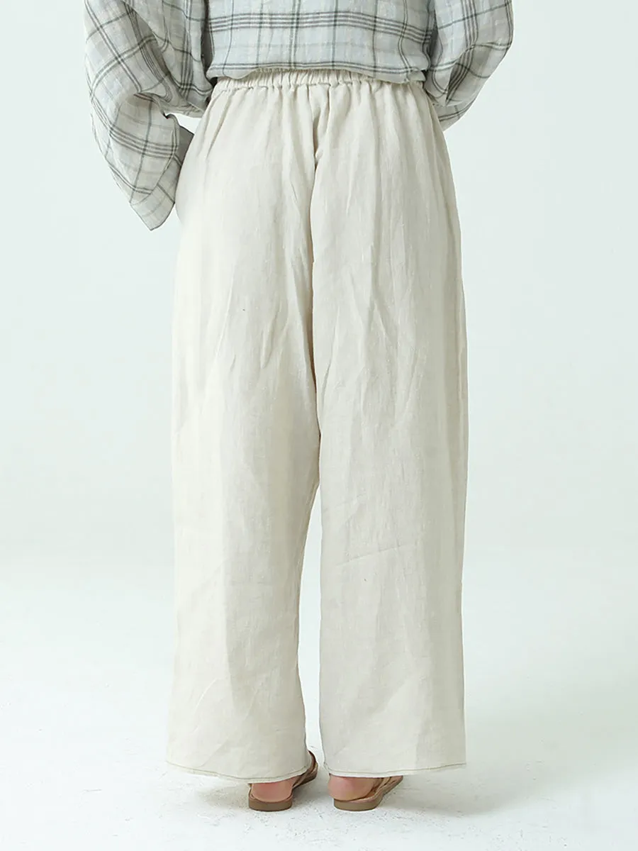 Women Linen Loose Wide Leg Pants M-2XL