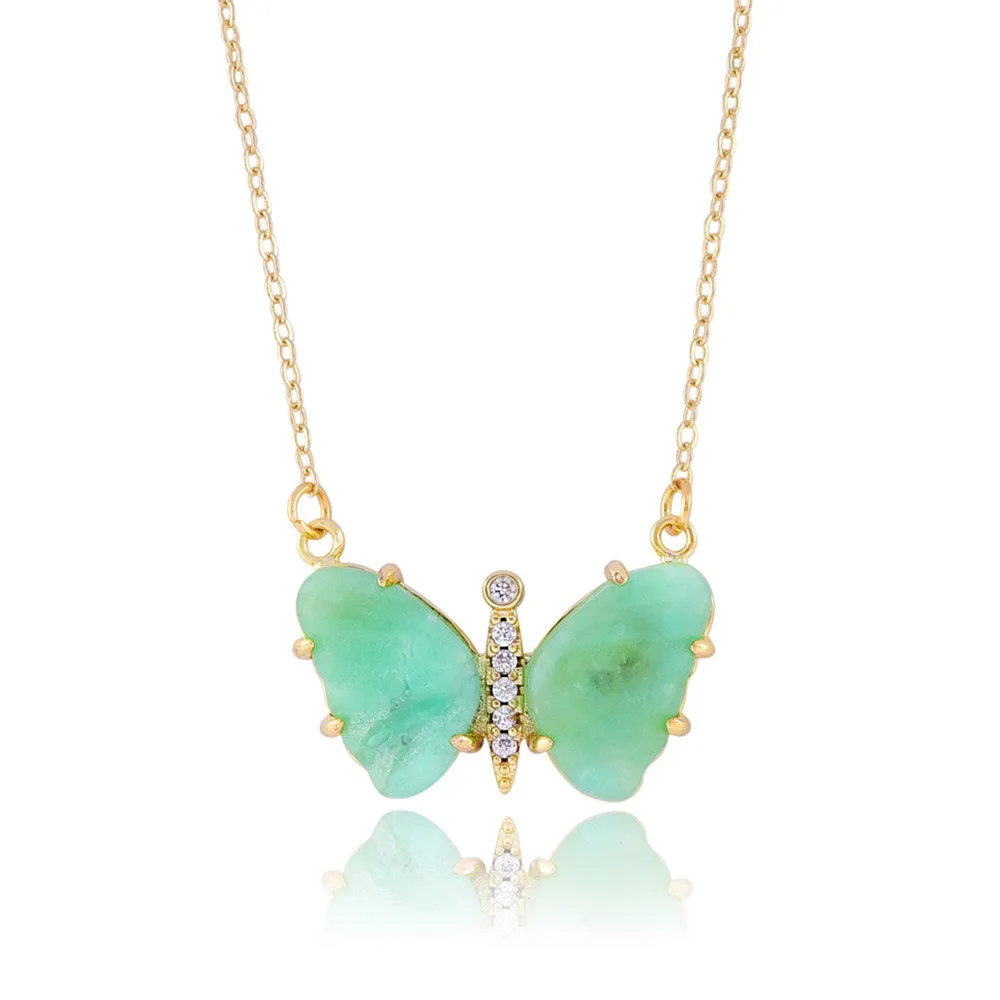 Yelly Butterfly Gemstone Necklace