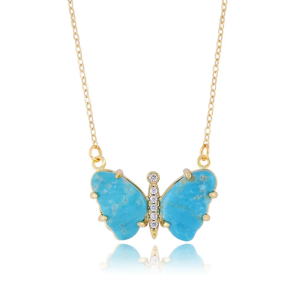 Yelly Butterfly Gemstone Necklace